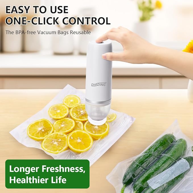 Vacuum Sealer - Handheld Vacuum Sealer Machine for Food, Portable Food Storage with 10 Seal Bags, Sous Vide Friendly