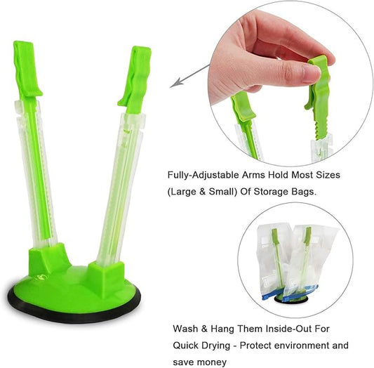 Baggy Rack For Ziplock Bag Holder Stand Adjustable/Hands Free Clip Food Storage Bag Holder For Ziplock Bag Stands / 3 Pack/3pcs