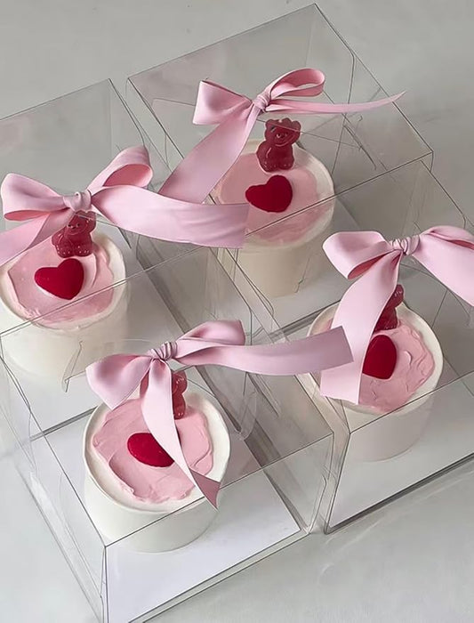 20pcs 6X6X5 Inches Transparent Bakery Boxes with Handles, Mini Clear 5in 6in Cake Boxes,Clear gift boxes,Treat Boxes for Cake Chocolate Donut,Pastries,Cookies