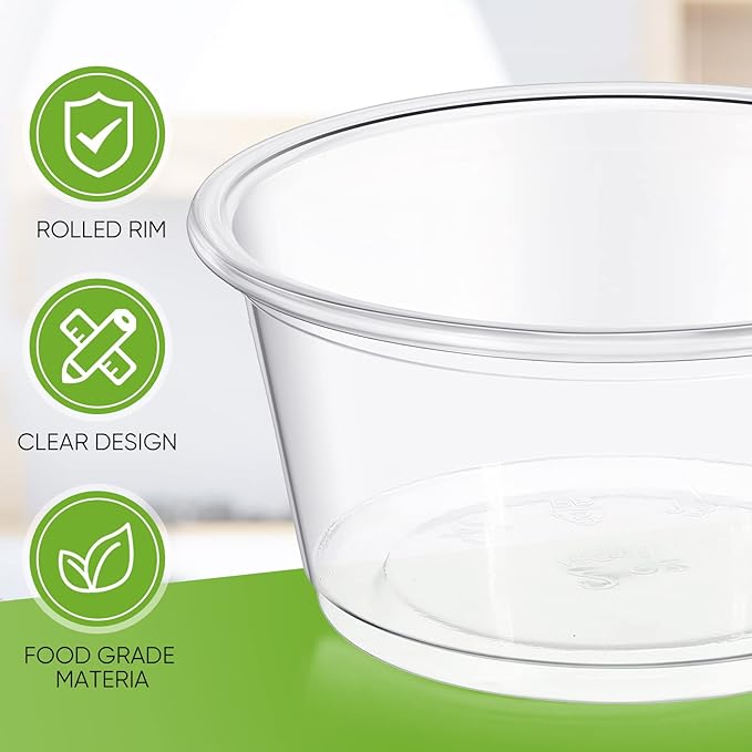 Gerrii 500 Count Plastic Disposable Portion Cups Without Lid Souffle Condiment Cups Small Sauce Containers Clear Mini Plastic Containers for Portion Control Meal Sample Dressing(2 oz)