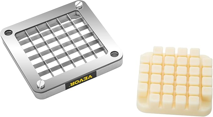 VEVOR Replacement Chopper Blade, 1/2 inch, 3 PCS French Fry Blade Assembly with 6 Extra Knives, Stainless Steel Dicer Parts and Push Block for Cutting Potatoes Carrots Onions Cucumbers Mushrooms