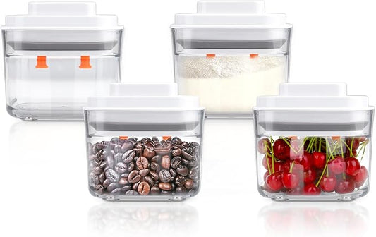 Food Storage Jars with POP-UP Lids- 4 Piece(0.35qt / 11oz),Airtight Food Storage Containers,Storage for Milk Powder Coffee Candy Noodles Nuts for candy snack