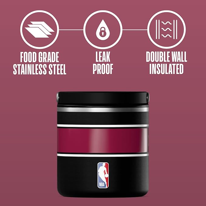 Hydrapeak x NBA Officially Licensed Cleveland Cavaliers 25oz Stainless Steel Vacuum Insulated Thermos Food Jar with Handle, Wide Mouth Leak-Proof Soup Thermos for Adults, 10 Hours Hot & 16 Hours Cold