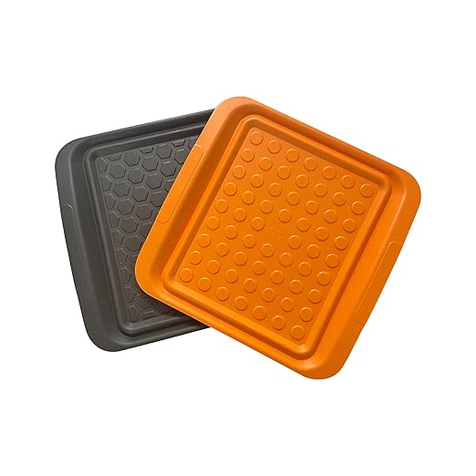 Outset Grill Prep Trays, Set of 2 Small Trays, 10.5" x 10.5", Orange and Black