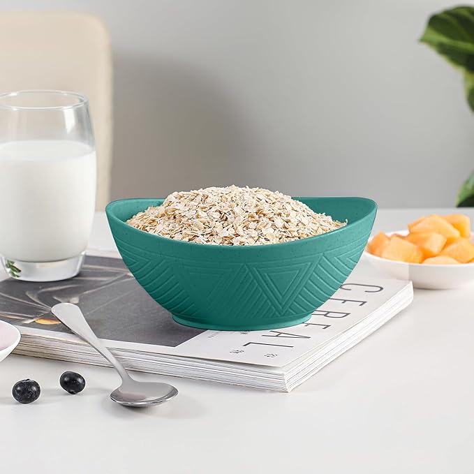 Wheat Straw Bowl Reusable Bowls Set 26 OZ, Unbreakable Cereal Bowl 4 Pack, Bowls for Kitchen, Microwave Safe Bowls, Serving Bowls Set for Cereal, Salad, Oatmeal, Soup (Matte Multi)