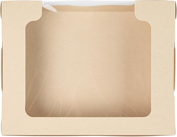 Restaurantware-Sustain 40 Ounce Sturdy Paper Take Out Boxes, 50 Disposable Take Out Food Containers - With PLA lining, Clear PLA Window, Bamboo Paper Containers, Compostable, Tab-Lock Design