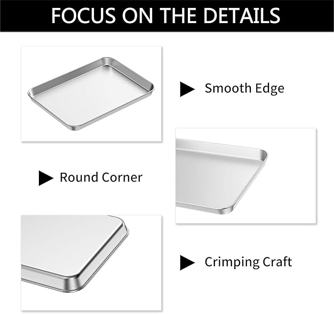 Baking Sheet Set of 5, Bastwe 18 inch Commercial Grade Stainless Steel Baking Pan, Professional Bakeware Oven Tray, Healthy & Non-toxic, Rust Free & Mirror Finish, Easy Clean & Dishwasher Safe