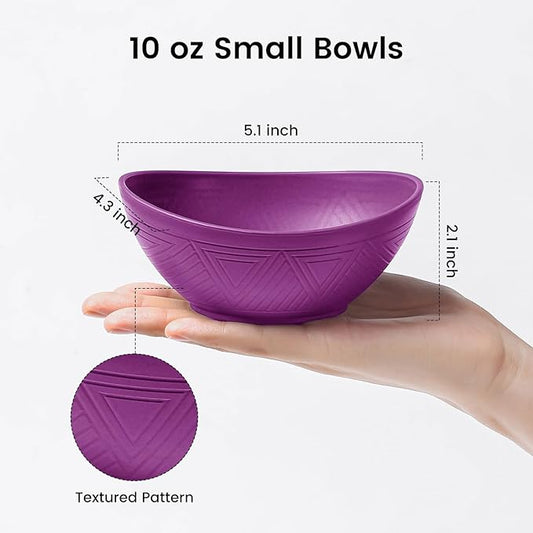 10 oz Small Bowls, Wheat Straw Bowl Set of 4, Unbreakable and Reusable Mini Bowls for Kitchen, Camping, Microwave Safe Bowl for Appetizer, Yogurt and Ice cream (Flower Series)