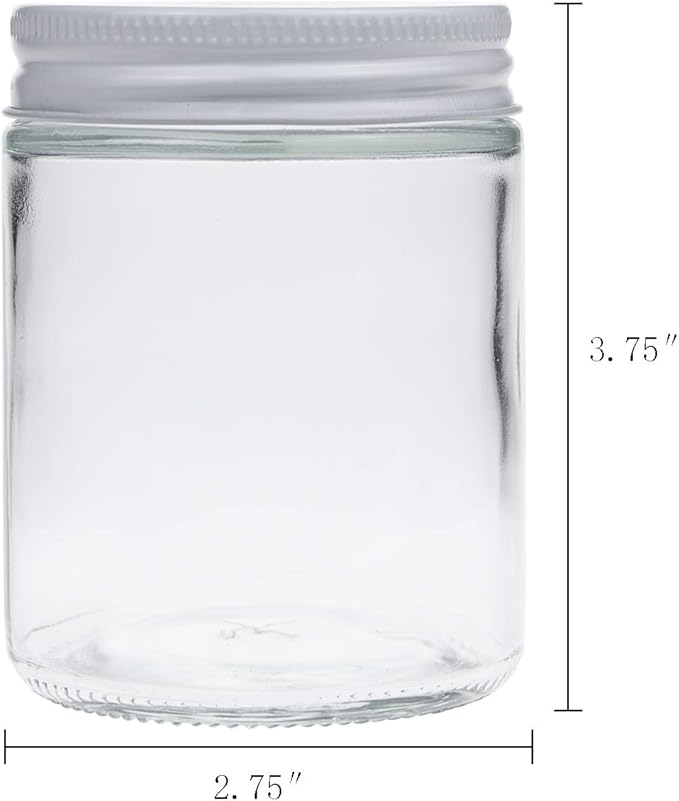 Suwimut 12 Pack Glass Mason Canning Jars, 9 oz Straight Sided Clear Glass Mason Jars, Regular Mouth Glass Jars Storage Containers for Jam, Jelly, Honey, Spice, Wedding Party Favors, Shower Favors