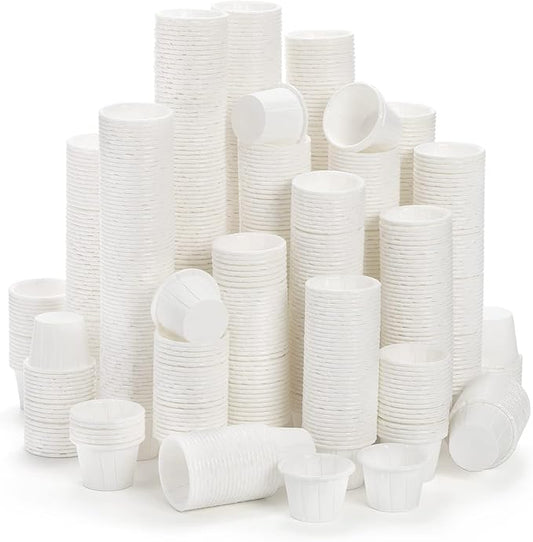 Dicunoy 1000 PCS Paper Souffle Portion Cups, 0.5oz Disposable White Sample Cups with Water Proof Lining, Mini Treated Ketchup for Measuring, Jello Shots, Tastings, Dessert, Souffle, Juice