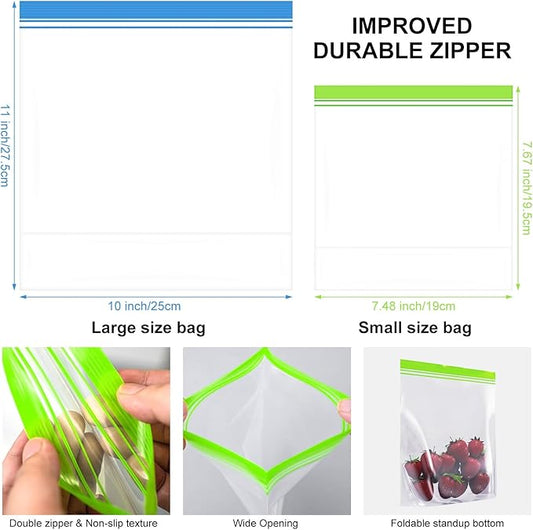 16 Pack Reusable Freezer Bags - Dishwasher Microwave Safe, BPA Free Sandwich Bags, Stand Up Leakproof Food Storage Bags for Meal Prep, Fruits, Fridge, Kitchen Organization