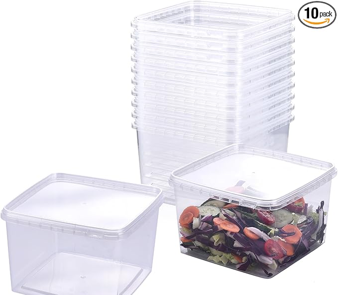 86 oz Ice Cream Tub with Lid, Tamper Proof, BPA Free, Freezer and Microwave Safe Food Storage Container, Reusable Airtight Container, Leak Proof Tub for Snacks Deli Fruits, Drinks.(10 pack)