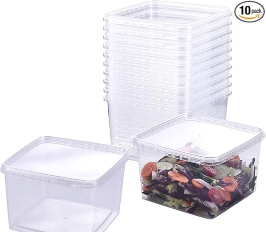 86 oz Ice Cream Tub with Lid, Tamper Proof, BPA Free, Freezer and Microwave Safe Food Storage Container, Reusable Airtight Container, Leak Proof Tub for Snacks Deli Fruits, Drinks.(10 pack)