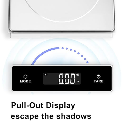 THINKSCALE 11lb Wireless Food Scale with Magnetic Pull-Out Display, 1g/0.01oz Precise Stainless Steel Digital Kitchen Scale for Cooking Baking, Keto and Meal Prep, USB Rechargeable, 6 Weight Units