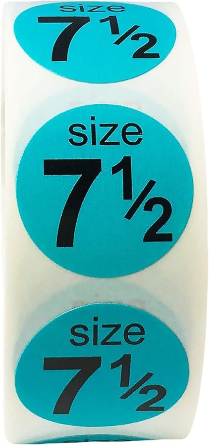 Shoe Size 7 1/2 Teal Stickers for Retail Clothing – 3/4 Inch Round, 500 Semi-Gloss Adhesive Labels Per Roll for Footwear Inventory, Organization, and Display – Made in The USA