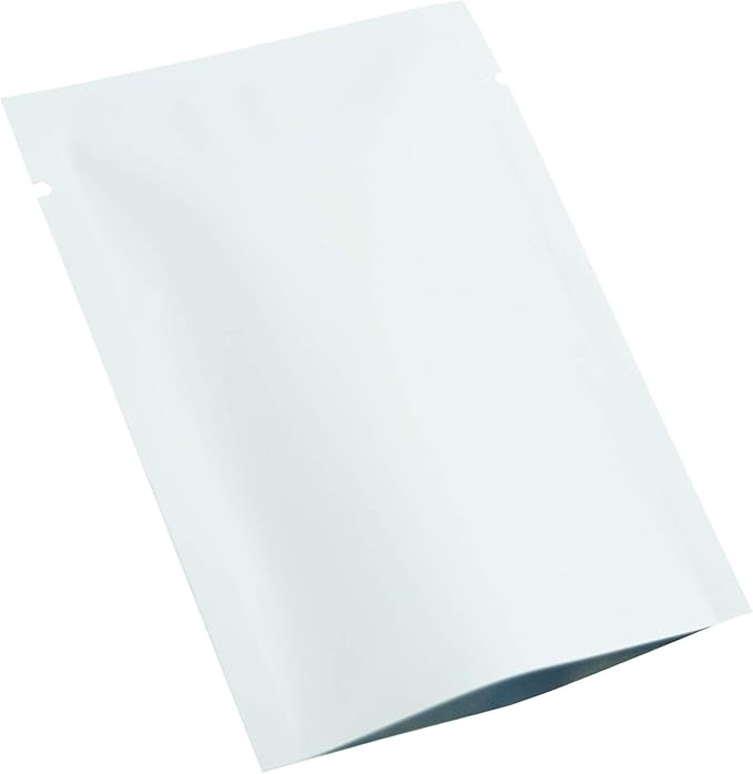 QQ Studio 100 PCS Metallic Mylar Foil Open Top Sealable Bags (8x12cm(3.1x4.7"), 100x White)