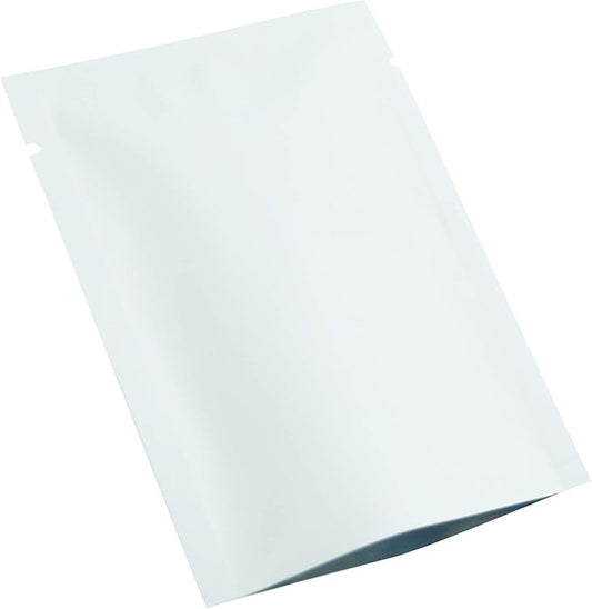 QQ Studio 100 PCS Metallic Mylar Foil Open Top Sealable Bags (8x12cm(3.1x4.7"), 100x White)