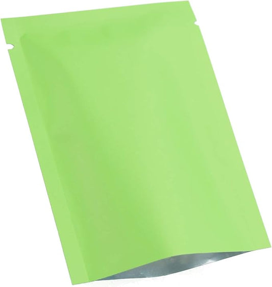 QQ Studio 100 PCS Metallic Mylar Foil Open Top Sealable Bags (9x13cm(3.5x5.1"), 100x Green)
