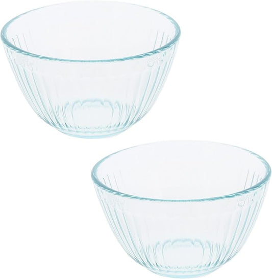 Pyrex 7401 3-Cup Sculpted Glass Mixing Bowls - 2 Pack