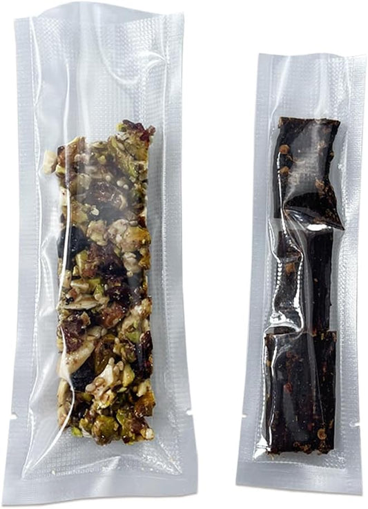 Clear Vacuum Bags for Food Saver Flat Open Top Embossed Vacuum Sealer Bag Food Storage Packaging Pouch with Tear Notch (100, 3.15x9.84 inch)