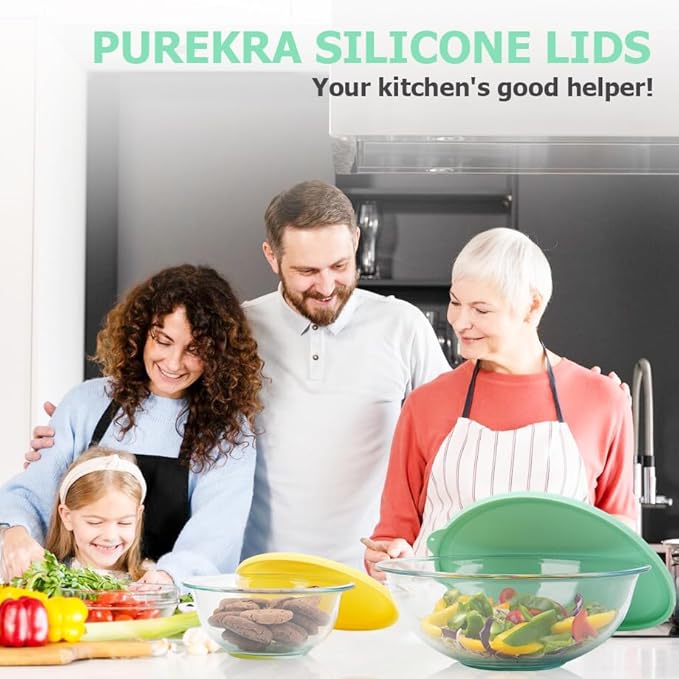 Silicone Replacement Lids Only Fit for Pyrex 322 1 Quart | 323 1.5 Quart | 325 2.5 Quart | 326 4 Quart Prepware Glass Mixing Bowls, Food Grade, Dishwasher & Microwave Safe (Bowl not included)- 4 Pack