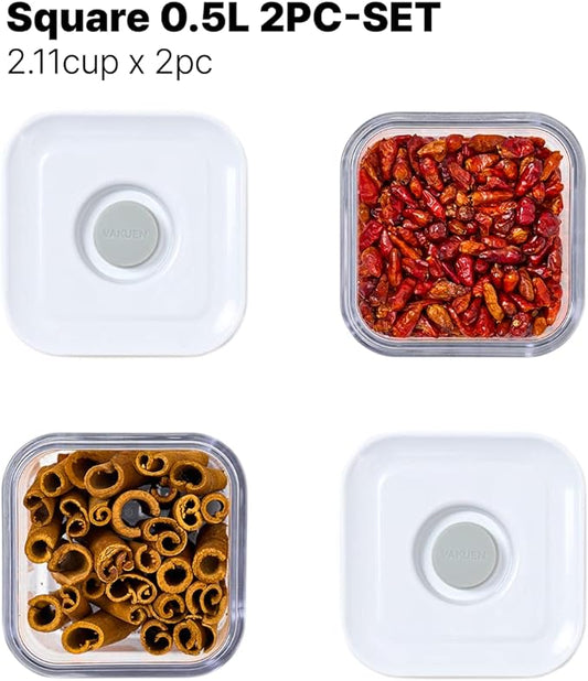 Premium Airtight Food Storage Containers, 2PC-SET(0.53qt), Smart One-Click Seal Lid, Patented Double Silicone Lining, 100% Leak Proof, BPA-FREE, Dishwasher, Freezer & Microwave Safe