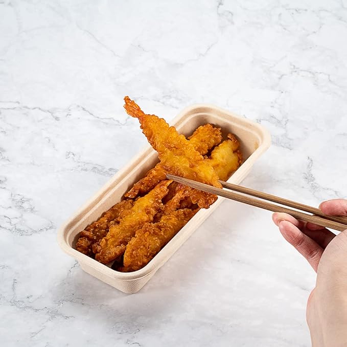 Restaurantware Pulp Tek 9.2 x 3.8 x 1.8 Inch Takeaway Food Boxes 100 Disposable Take Out Containers - Lids Sold Separately Freezable Bagasse Catering Food Containers Microwavable 17 Ounce