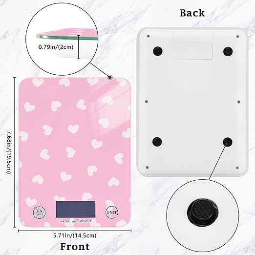 Food Scale Kitchen Scale for Baking Cooking Digital Food Weighing Measuring Scale Small Waterproof Electric Food Scale Love Heart Pink