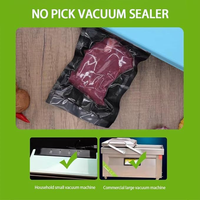 Vacuum Sealer Bags, 2 Rolls 8"X16' and 2 Rolls 11"X16' Airtight Food Storage Bag, Sous Vide Roll with Bags Cutter for Vacum Sealing Machine, Microwave Freezer Safe, BPA Free (Black)