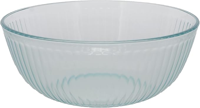 Pyrex 7404 4.5qt Sculpted Glass Mixing Bowl & 7404-PC 4.5qt Blue Lid