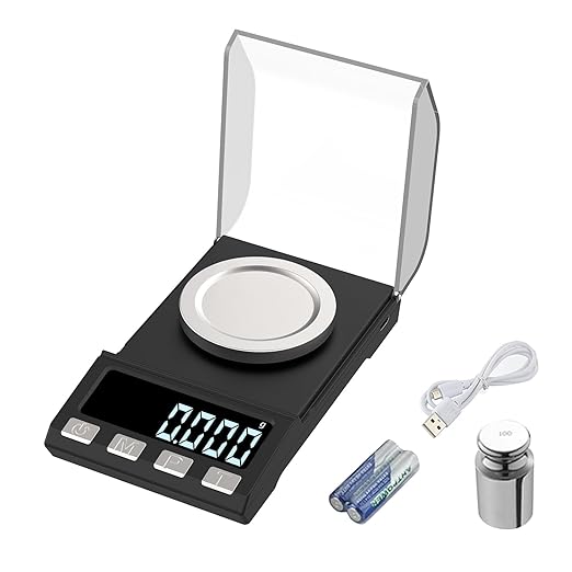 Digital Milligram Scale 100g/0.001g rechargeability, High Precision Portable Jewelry Scale, Powder Scale, Micro Scale for Powder Medicine, Gold, Gem, Reloading, Calibration Weight