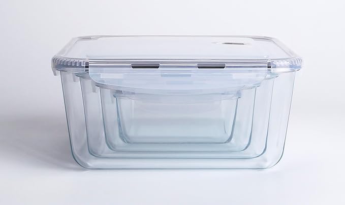Extra Large Glass Storage Containers with Lids, Set-8-Piece Lunch Containers, Ideal for Storing Food, Vegetables, Fruits, Baking Cake & lot of other Tasty Food (Square)
