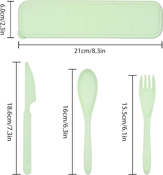 4 Set Reusable Utensils Set with Case, Travel Utensils with Case, Reusable Plastic Spoons and Forks Sets for Lunch Box Accessories, Portable Cutlery Set for Kids Adults Picnic Camping Work Use