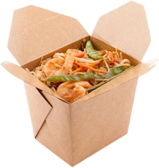 Restaurantware-16 Ounce Noodle Take Out Boxes, 200 Disposable Food To Go Boxes - Tab-Lock, Stackable, Kraft Paper Take Home Boxes, Greaseproof, For Restaurants, Catering, And Parties
