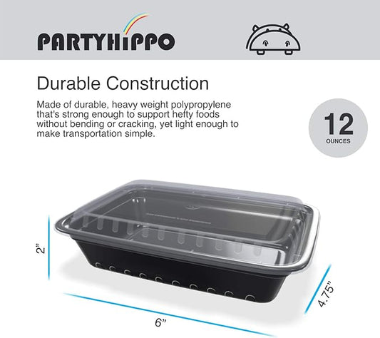 PARTYHIPPO Small Meal Prep Containers Single Lids, 12 OZ 12-pack, Food Storage Bento BPA Free | Stackable | Reusable Lunch Boxes, Microwave/Dishwasher, Freezer Safe,Portion Control