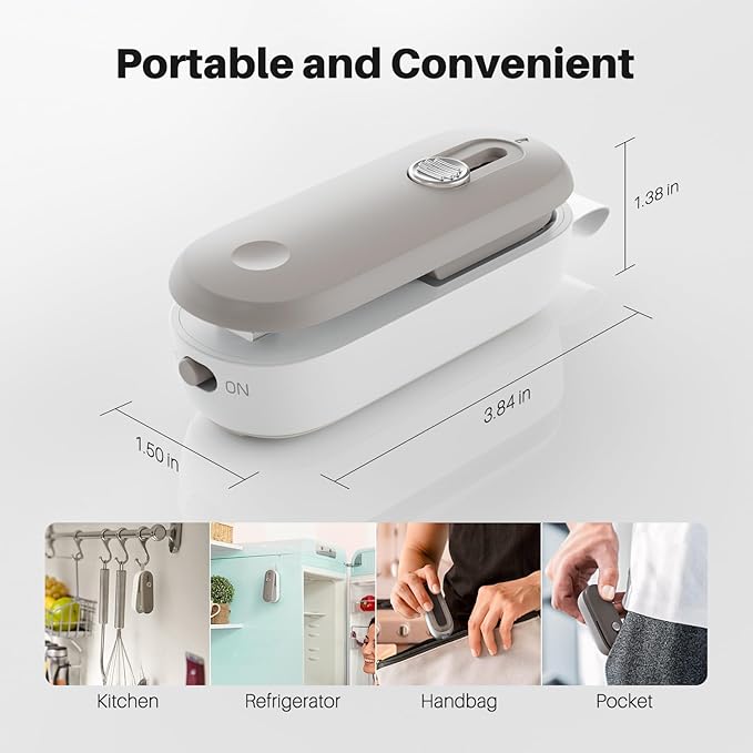 ODSD 2 in 1 Mini Bag Sealer Heat Seal and Cutter With Lanyard - Portable Handheld Chip Heat Sealer for Snacks, Candies, Plastic Food Storage (Batteries Included)