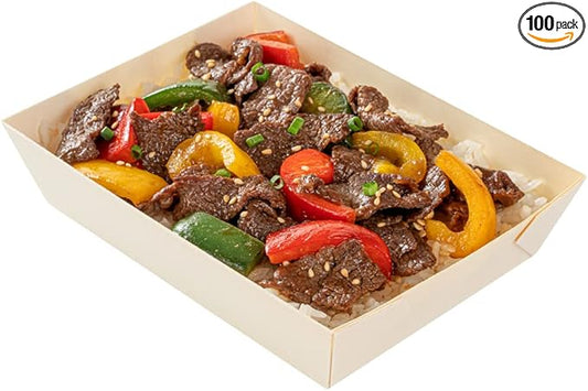 Restaurantware Taipei 20 Ounce Food Containers 100 Rectangle Wooden Bento Boxes - Lids Sold Separately Grease Impermeable Poplar To Go Boxes Disposable Serve Noodles Dumplings And More