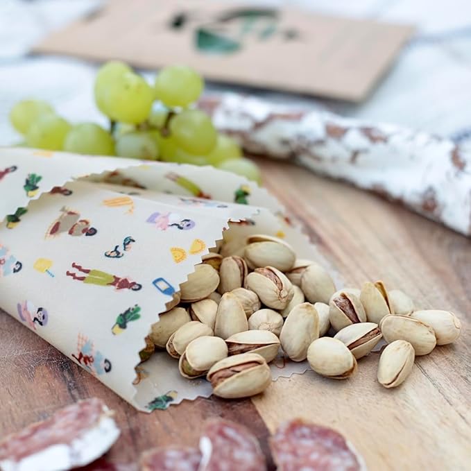 Parforna Beeswax Food Wraps - Reusable & Sustainable Wraps in 3 Sizes, Plastic Film Alternative, Food Storage Wraps, Bread Sandwich Wrapper, Eco-Friendly, Organic, Zero-Waste, Fresh Food For Longer
