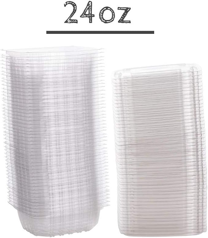Smygoods Plastic Deli Containers, Square Deli Food Storage Containers With Lids, Clear, 64 count, Plastic Salad Containers,