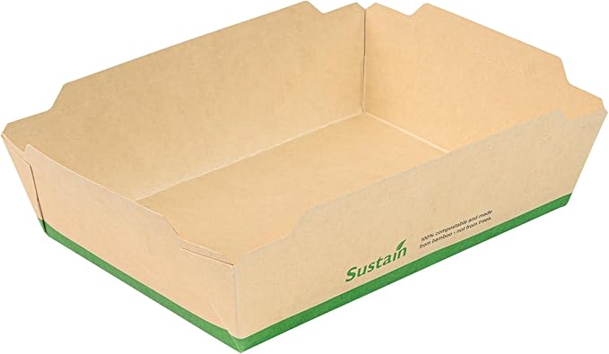 Restaurantware-Sustain 34 Ounce Sturdy Paper Take Out Boxes, 50 Disposable Take Out Food Containers - With PLA lining, Lids Sold Separately, Bamboo Paper Containers, Compostable, Click-Lock Design