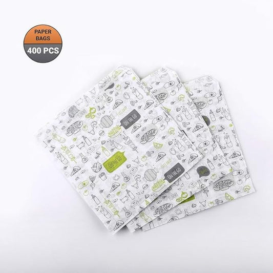 (Pack of 400) Craft Pack Paper Party Merchandise 6.69"" x 6.69"" (17 x 17 cm) White Sack Bags Lunch Storage Container Food For Burgers, Fries
