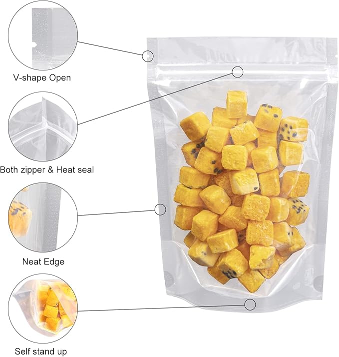 30Pcs14"X20" Clear Stand Up Zipper Seal Bgas,Reuseable Ziplock Plastic Pouch for Food Storage, Transparent Sealing Food Pouches Snack Packing,Cookie,Snack,Spices,Pet Food and Drinking