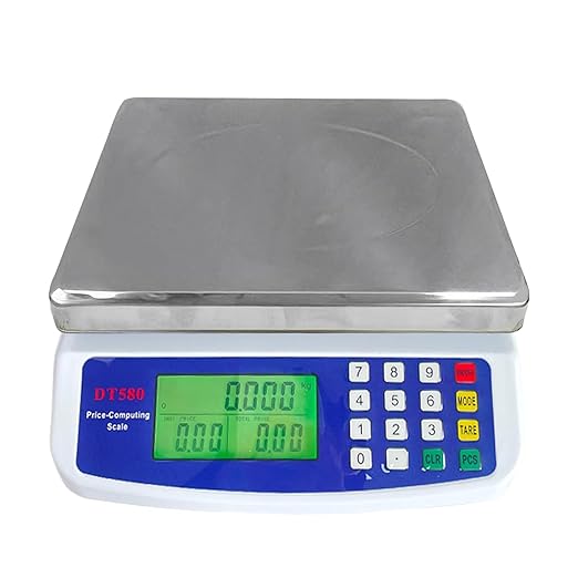 Commercial Food Scale 40kg, Large Digital Kitchen Scale with LCD Display, Battery/Plug-in Use Baking Cooking Bread Meat Weight Price Computing Scale, Stainless Steel Parts and Coins Counting Scale