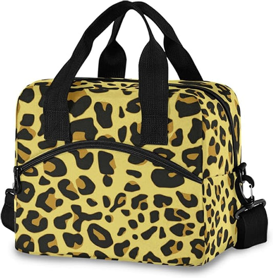 Cheetah Pattern Design Insulated Lunch Bag Reusable Lunch Tote Bag Cooler Bag for Women Men Adult Lunch Box with Adjustable Shoulder Strap Leakproof Lunch Bag for Work School Picnic Camping