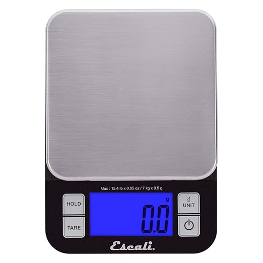 Escali Nutro Digital Food Scale, Multi-Functional Kitchen Appliance, Precise Weight Measuring and Portion Control, Baking and Cooking Made Simple, Stainless Steel Platform, Black, 1 Unit