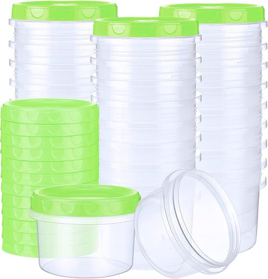 Sieral 36 Pack 8 oz/ 250 ml Freezer Containers with Lids Plastic Twist Top Deli Jars Reusable Freezer Storage Containers for Food Round Wide Mouth Lunch Snacks(Green)