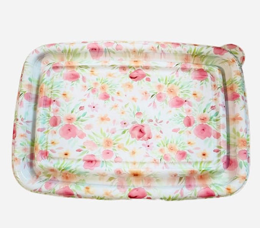COOK WITH COLOR 20 PIECE PLASTIC RECTANGULAR FOOD CONTAINERS, 10 LIDS & 10 CONTAINERS CAPACITY 33.8 OZ (1L) 9 X 6 X 2 (CORAL FLOWERS)