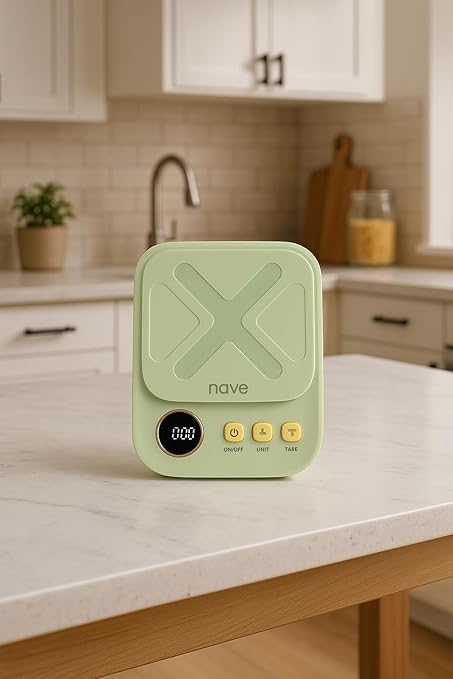 NAVE Digital Kitchen Scale – 5kg/11lb Capacity, USB Rechargeable, High Precision 0.2g, LCD Display, Tare Function, Gram/Ounce/Milliliter Units, Auto-Off – for Cooking & Baking
