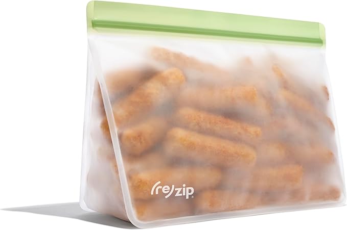 (re) zip Stand-Up Half Gallon Reusable Food Storage Bag | BPA-Free, Food Grade, Leakproof, Freezer and Dishwasher Safe | Sage