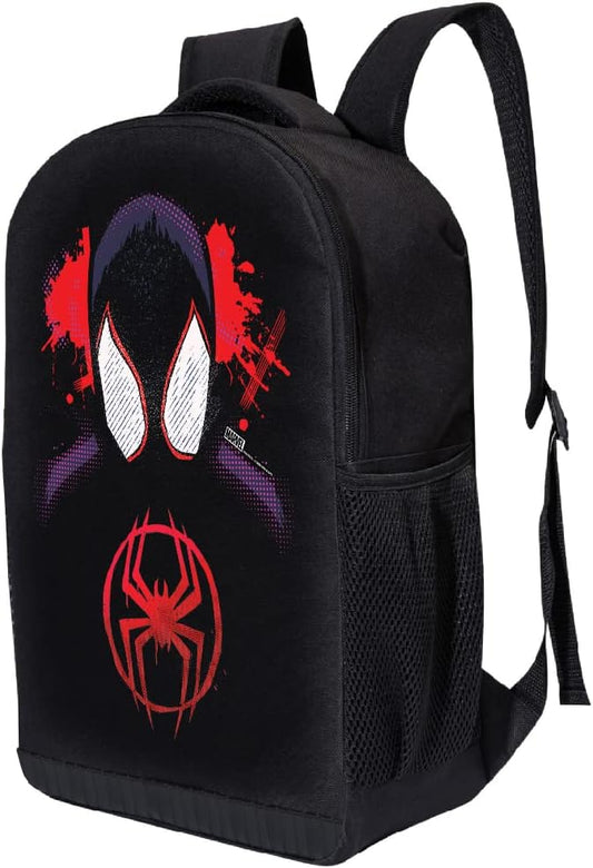 Marvel Comics Spiderman Backpack - Into The Spider-Verse Black Knapsack 16 inch Mesh Padded Bag (Miles Spider)